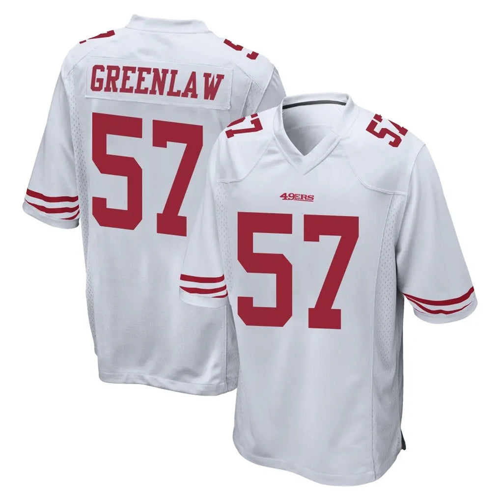 SF.49ers #57 Dre Greenlaw Player White Home Game Qdoa Stitched Jerseys