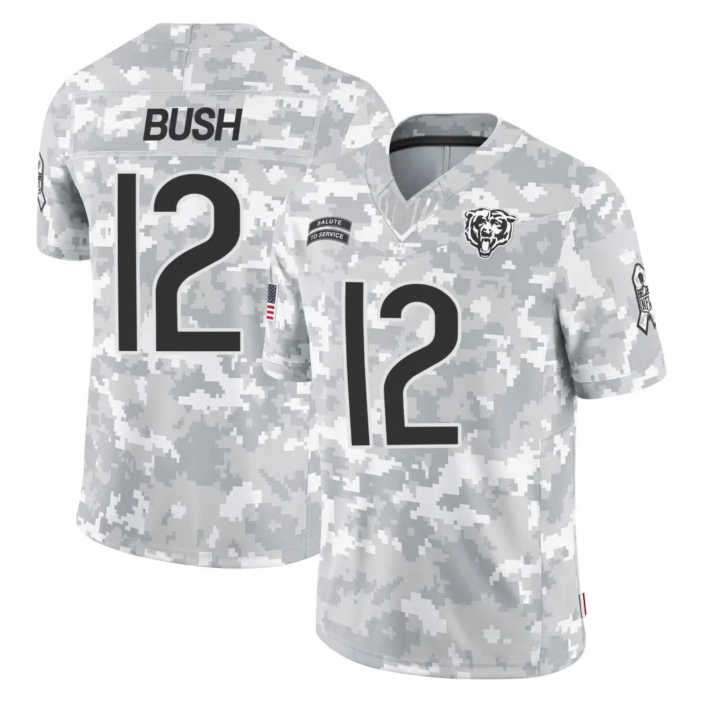 C.Bears #12 Devin Bush Player Arctic Camo Salute to Service Limited Qdoa Stitched Jerseys