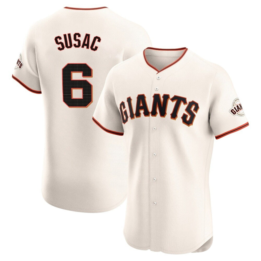 SF.Giants #6 Daniel Susac Player Cream Home Limited Elite Qdoa Stitched Jerseys