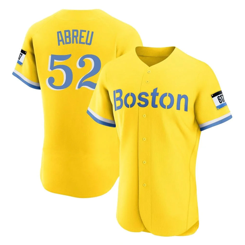 B.Red Sox #52 Wilyer Abreu Player Yellow Limited Elite Home Game Qdoa Stitched Jerseys