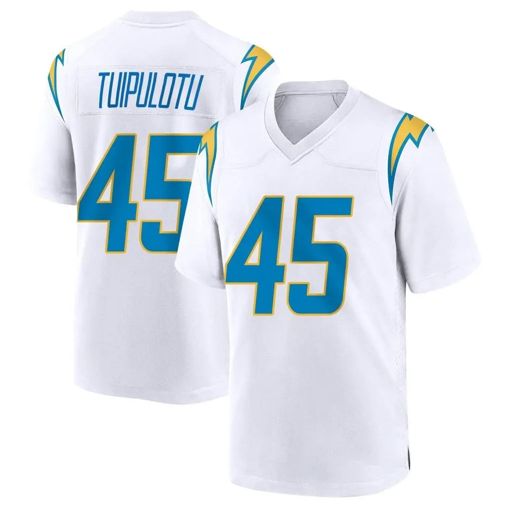 LA.Chargers #45 Tuli Tuipulotu Player White Home Game Qdoa Stitched Jerseys