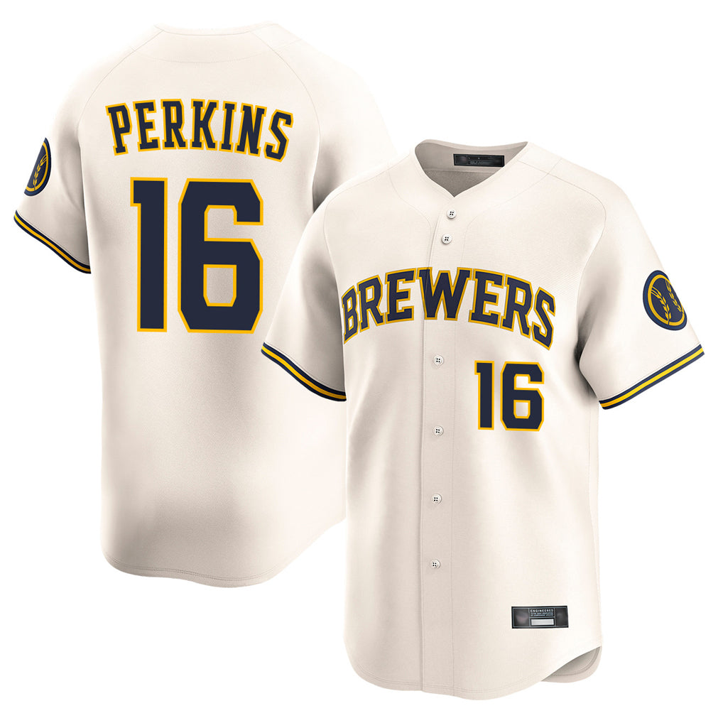 M.Brewers #16 Blake Perkins Player Cream Home Limited Game Qdoa Stitched Jerseys