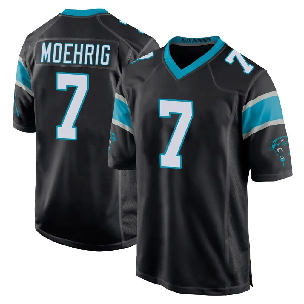 C.Panthers #7 Tre'von Moehrig Player Black Home Game Qdoa Stitched Jerseys