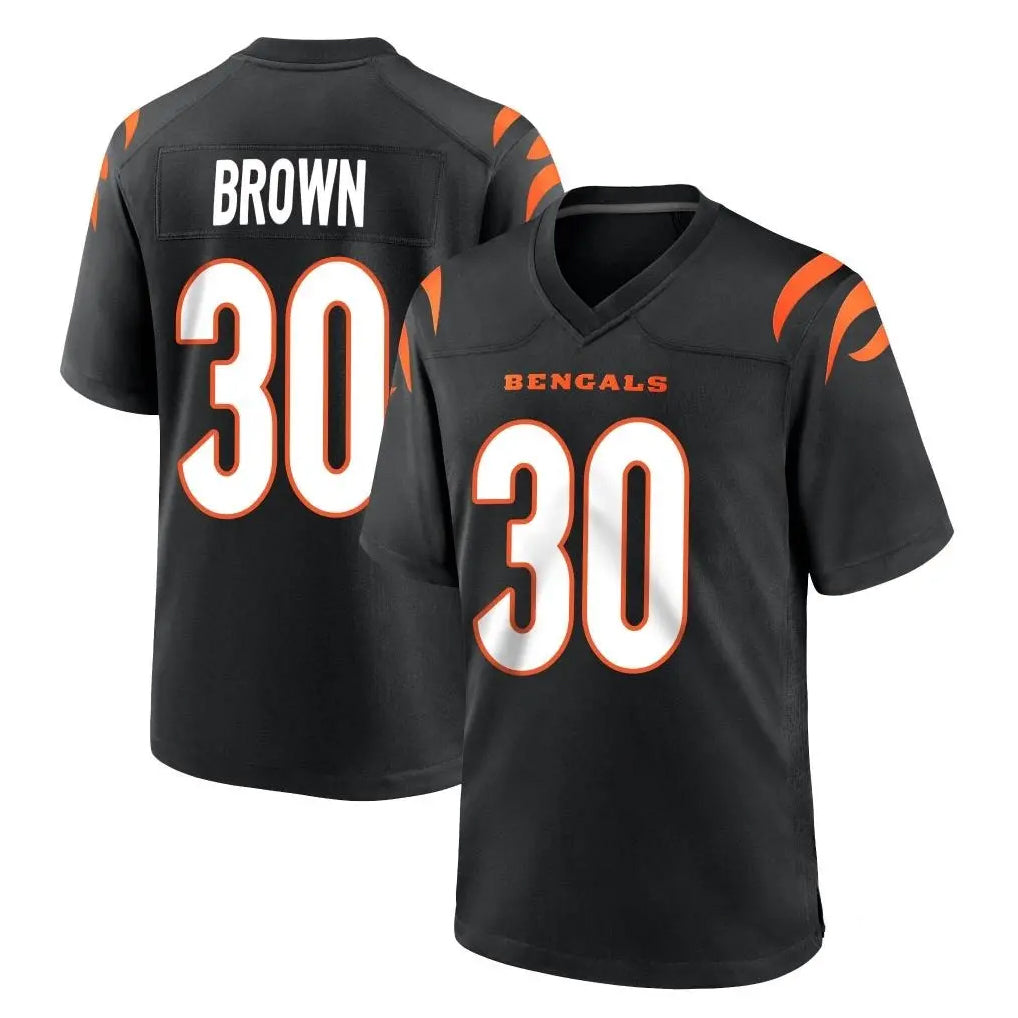 C.Bengals #30 Chase Brown Player Black Home Game Qdoa Stitched Jerseys