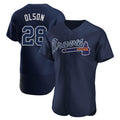A.Braves #28 Matt Olson Player Navy Alternate Limited Elite Home Game Qdoa Stitched Jerseys