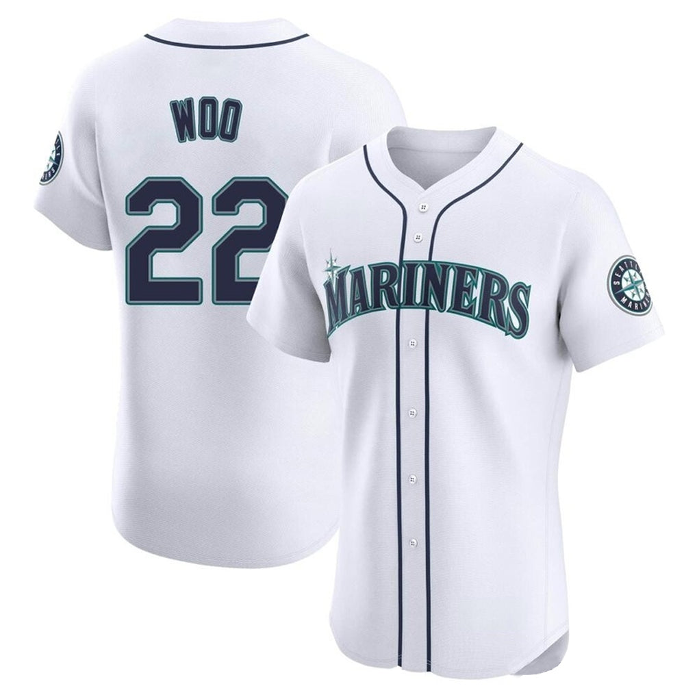 S.Mariners #22 Bryan Woo Player White Home Limited Elite Qdoa Stitched Jerseys
