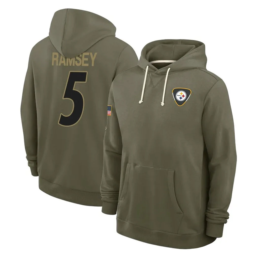 P.Steelers #5 Jalen Ramsey Player Olive Salute to Service Pullover Hoodies Limited Qdoa Stitched Jerseys