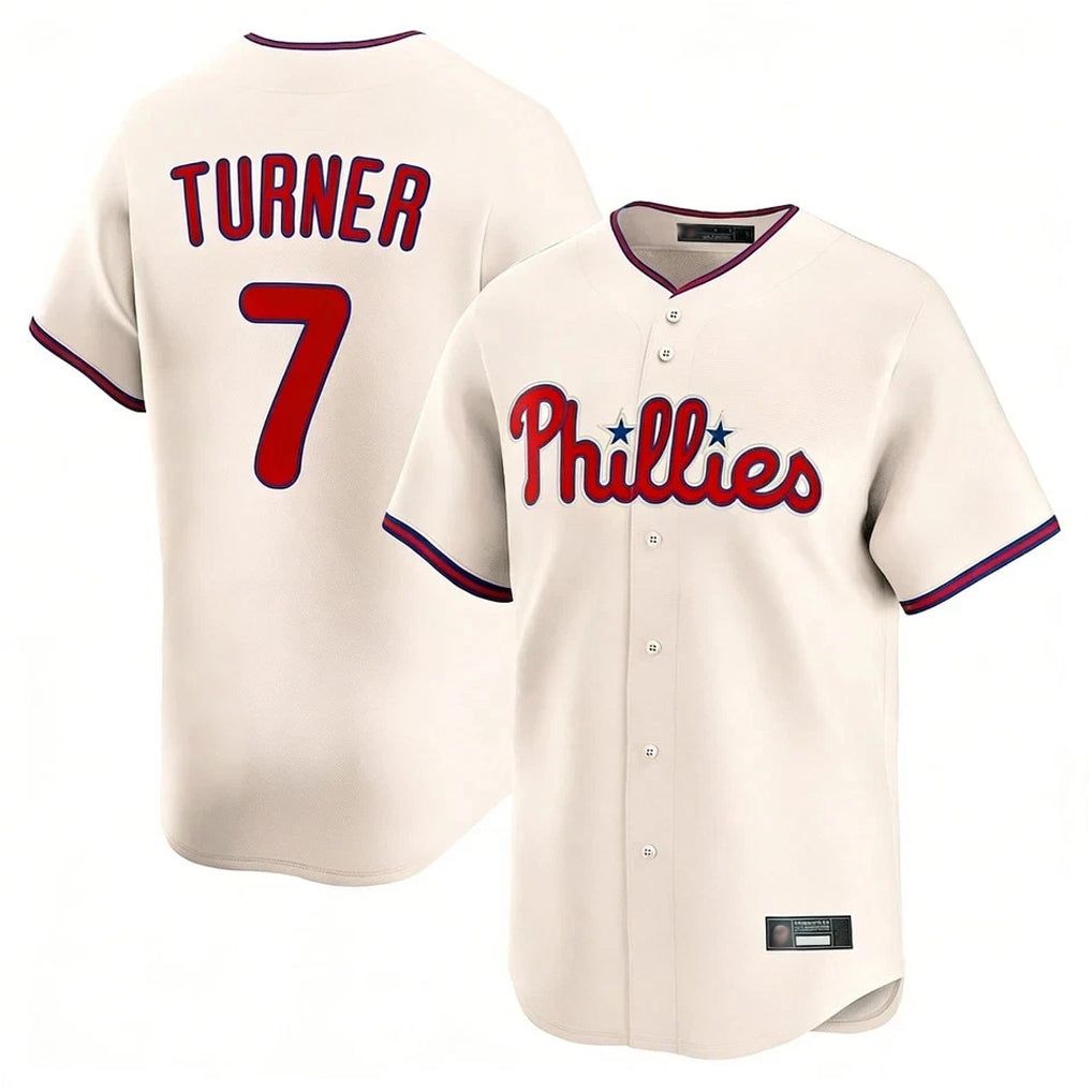 P.Phillies #7 Trea Turner Player Cream Home Limited Qdoa Stitched Jerseys