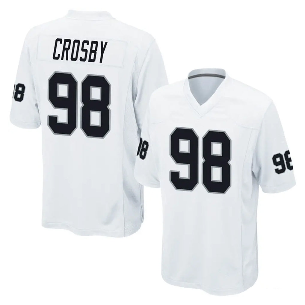 LV.Raiders #98 Maxx Crosby Player White Home Game Qdoa Stitched Jerseys