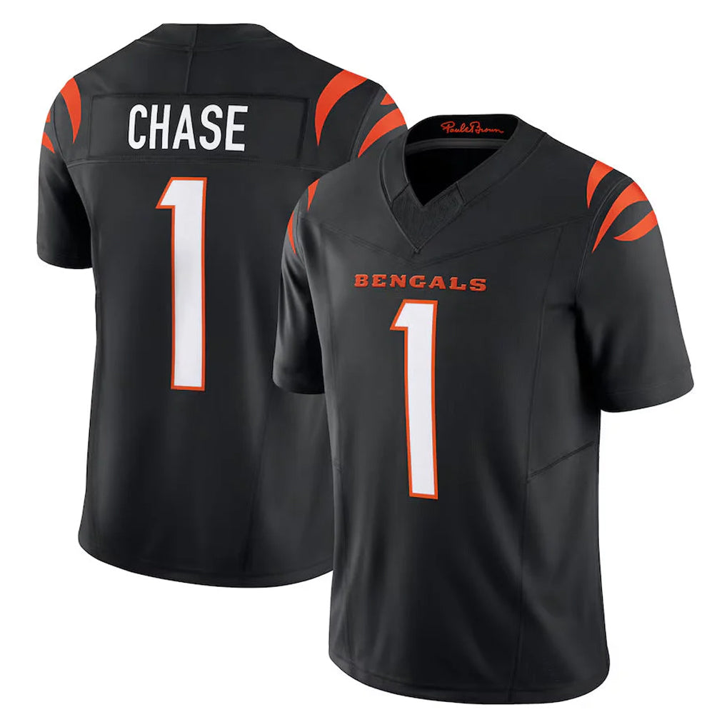 C.Bengals #1 Ja'Marr Chase Player Black Vapor F.U.S.E. Limited Home Game Qdoa Stitched Jerseys