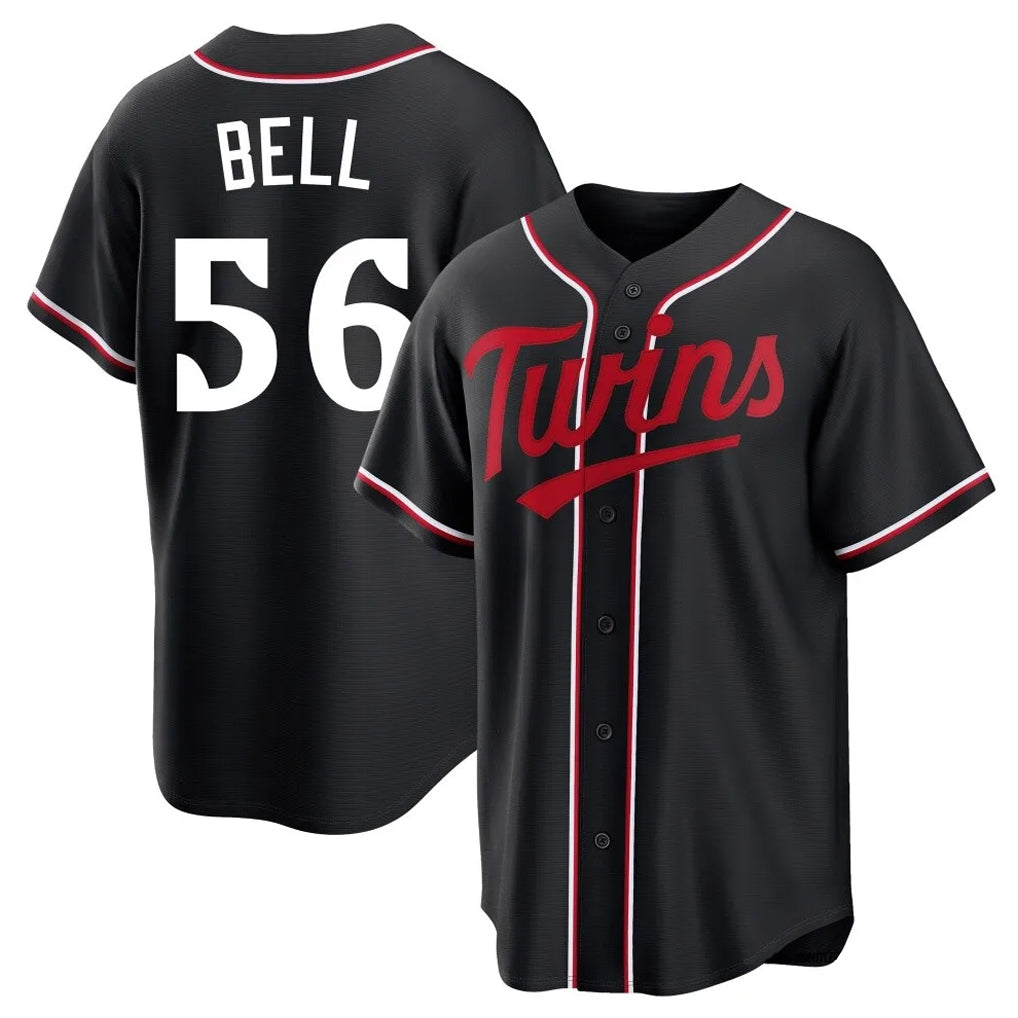 M.Twins #56 Josh Bell Player Black Fashion Out Home Limited Qdoa Stitched Jerseys