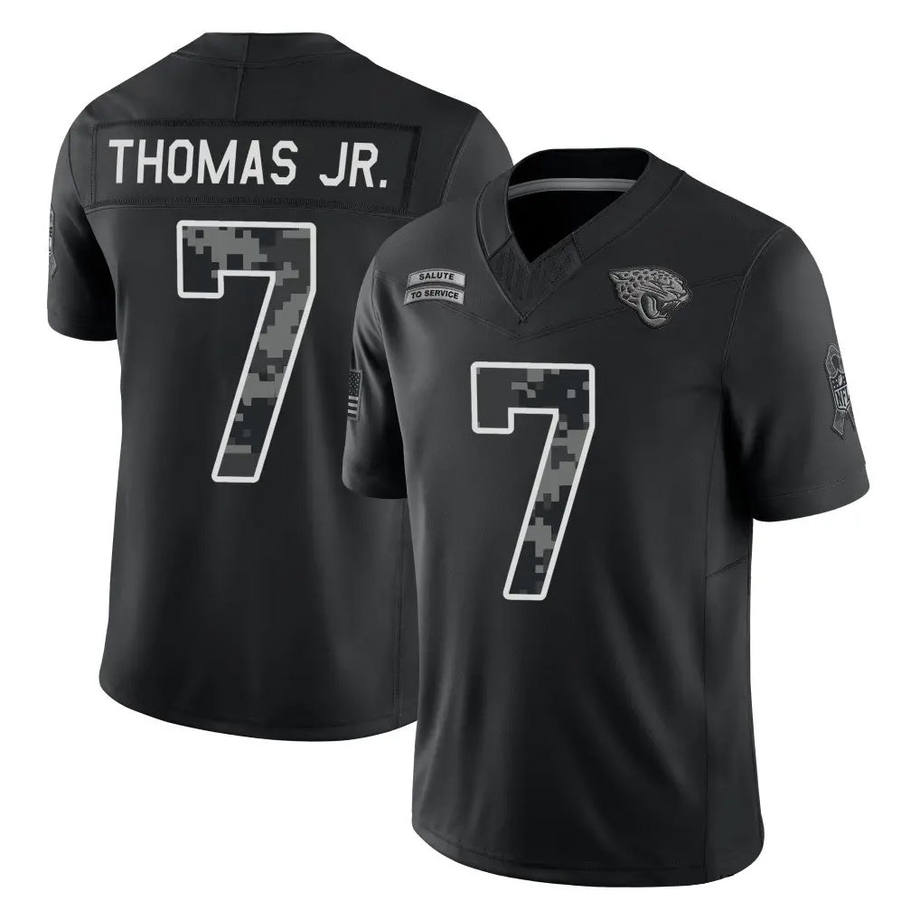 J.Jaguars #7 Brian Thomas Jr. Player Black Limited 2026 Salute to Service Home Game Qdoa Stitched Jerseys