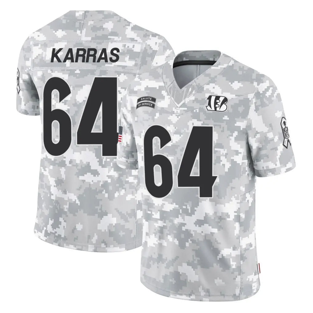 C.Bengals #64 Ted Karras Player Arctic Camo Salute to Service Limited Qdoa Stitched Jerseys