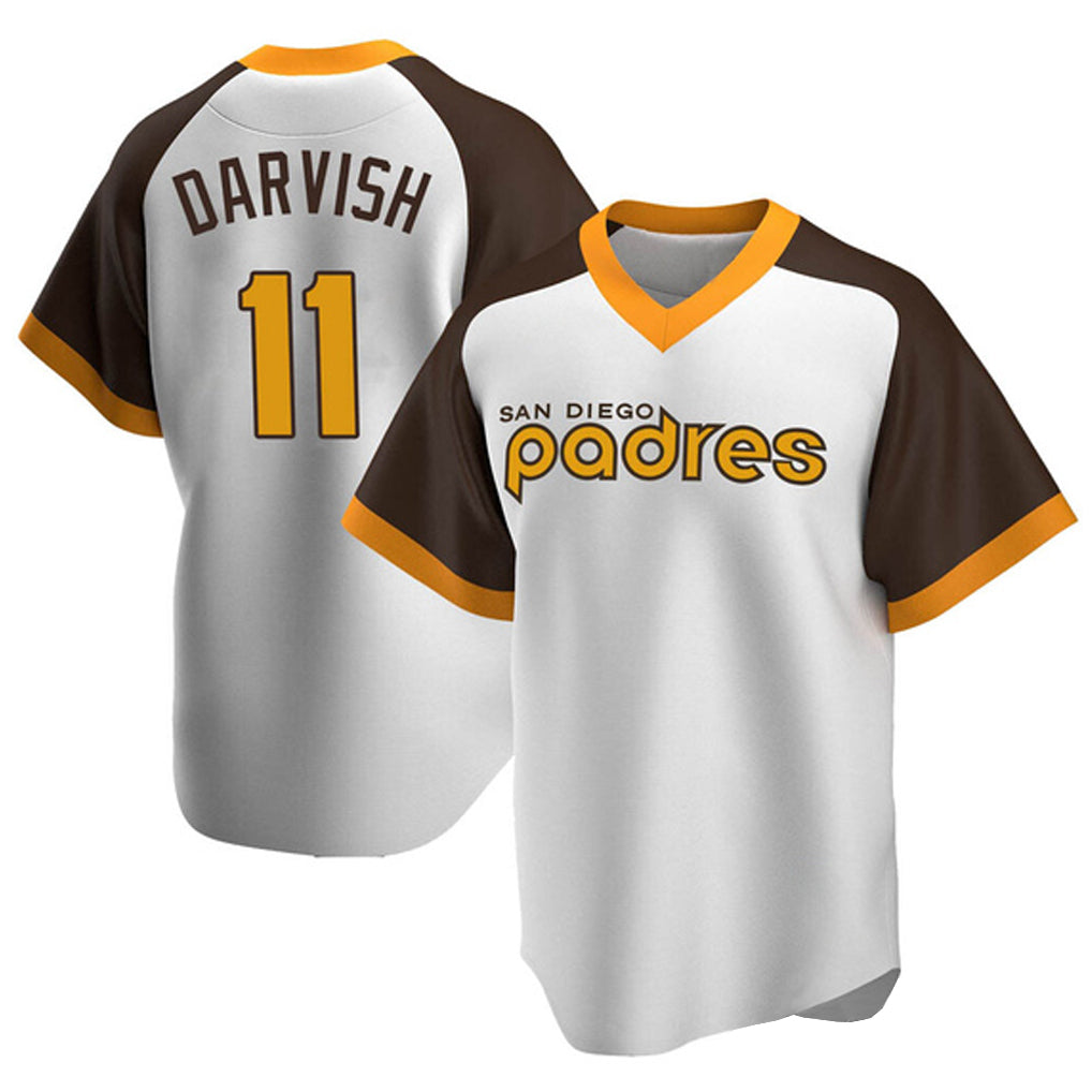 S.Diego Padres #11 Yu Darvish Player White Home Cooperstown Collection Replica Game Qdoa Stitched Jerseys
