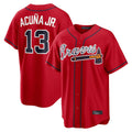 A.Braves #13 Ronald Acuna Jr Player Red Home Game Qdoa Stitched Jerseys