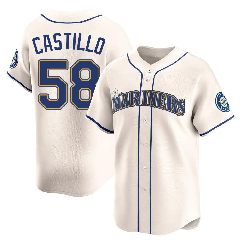 S.Mariners #58 Luis Castillo Player Cream Home Limited Qdoa Stitched Jerseys