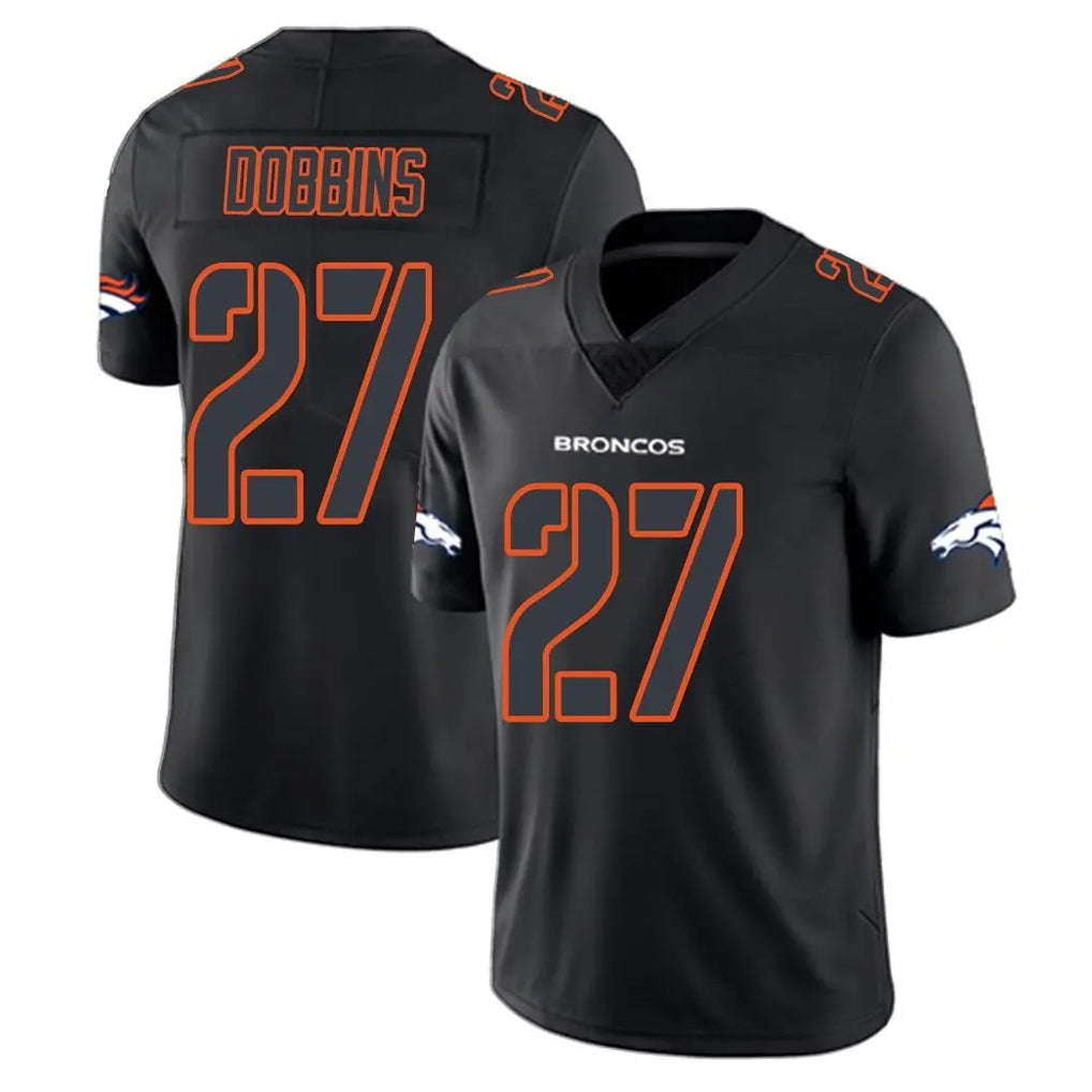 D.Broncos #27 J.K. Dobbins Player Black Impact Limited Game Qdoa Stitched Jerseys