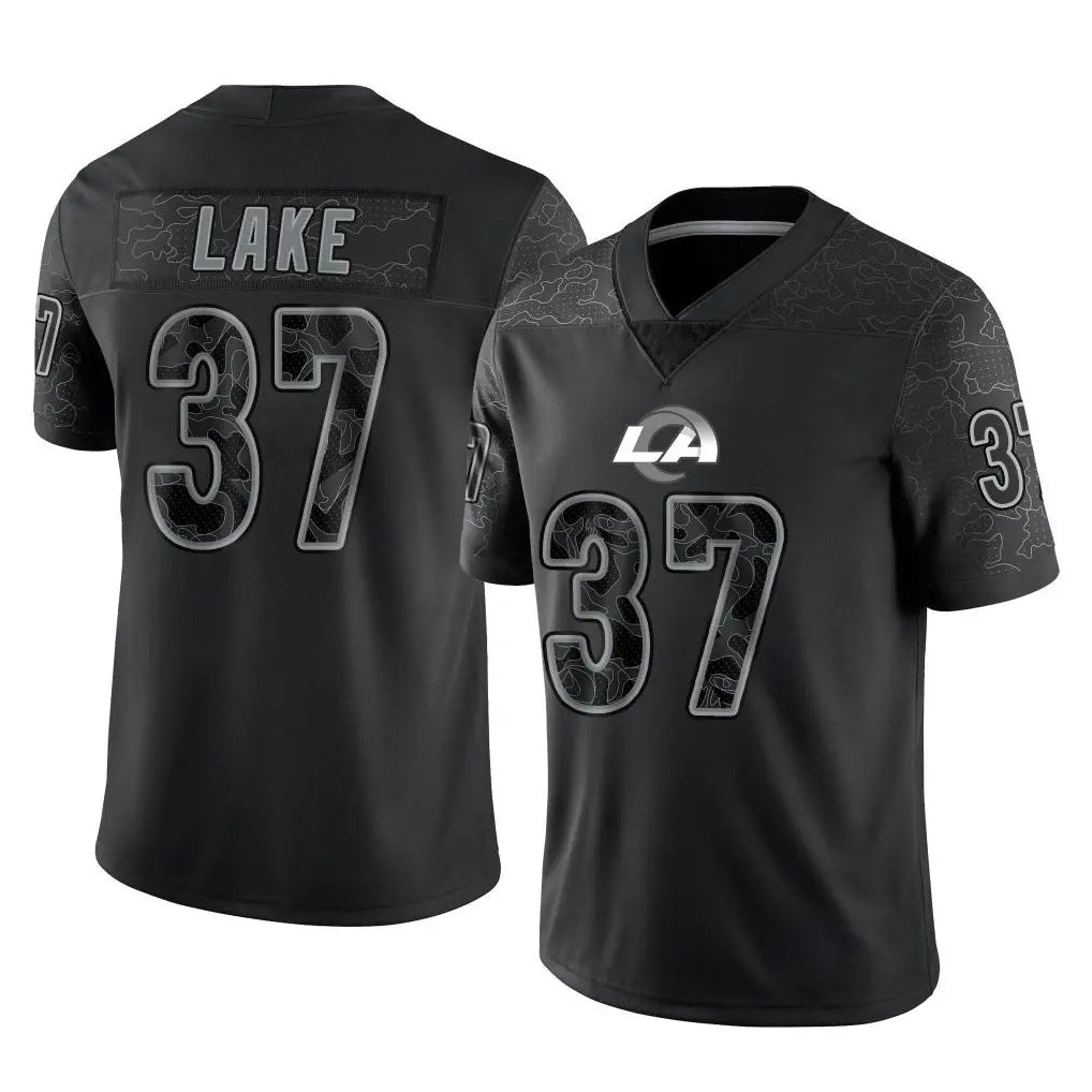 LA.Rams #37 Quentin Lake Player Black Limited Reflective Home Game Qdoa Stitched Jerseys