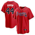 A.Braves #44 Hank Aaron Player Red Home Game Qdoa Stitched Jerseys