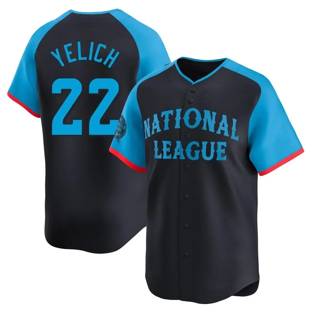 M.Brewers #22 Christian Yelich Player Navy Limited National League All-Star Home Game Qdoa Stitched Jerseys