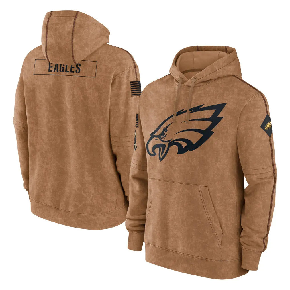 P.Eagles ## Eagles Blank Player Brown Salute to Service Pullover Hoodies Limited Game Qdoa Stitched Jerseys
