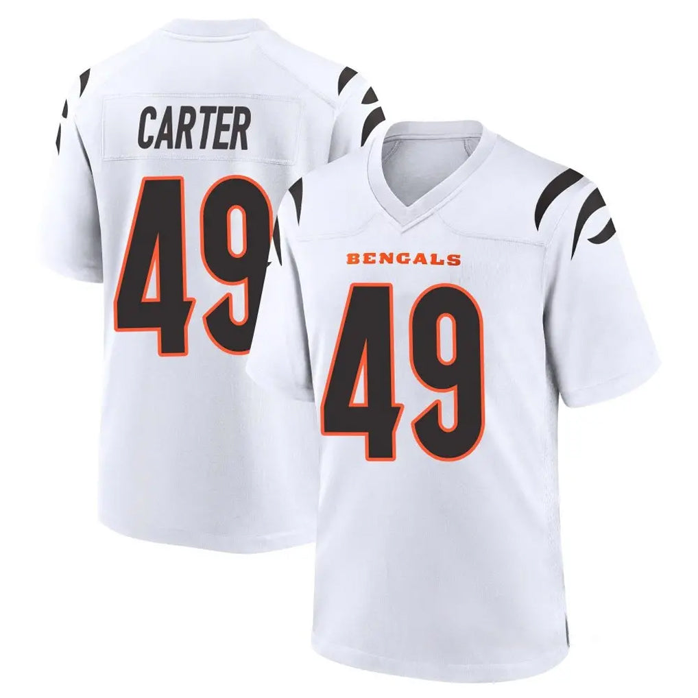 C.Bengals #49 Barrett Carter Player White Home Game Qdoa Stitched Jerseys
