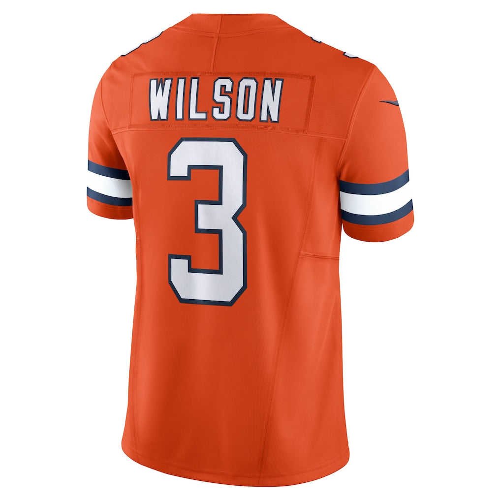 Qdoa D.Broncos #3 Russell Wilson Orange Vapor F.U.S.E. Limited Jersey