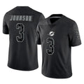 M.Dolphins #3 Chris Johnson Player Black Reflective Limited Game Qdoa Stitched Jerseys