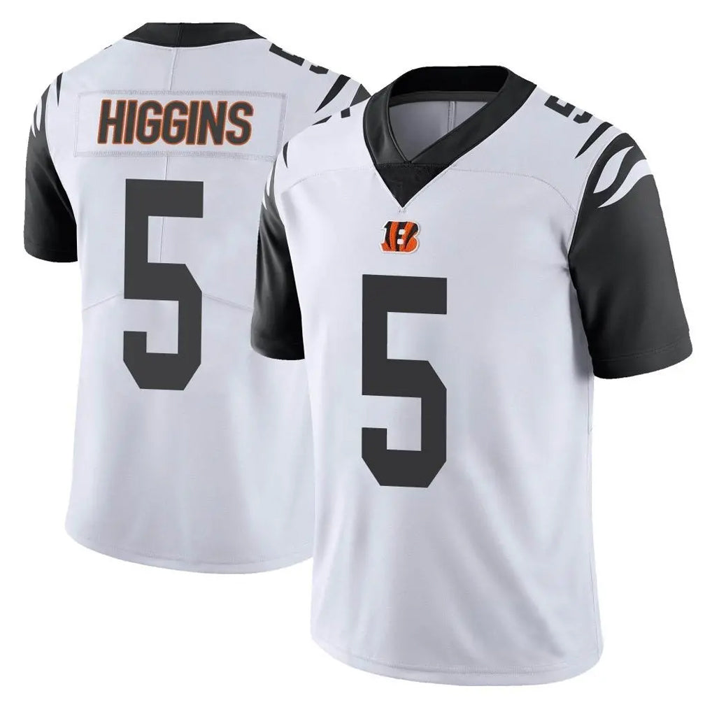 C.Bengals #5 Tee Higgins Player White Color Rush Vapor Untouchable Limted Home Game Qdoa Stitched Jerseys