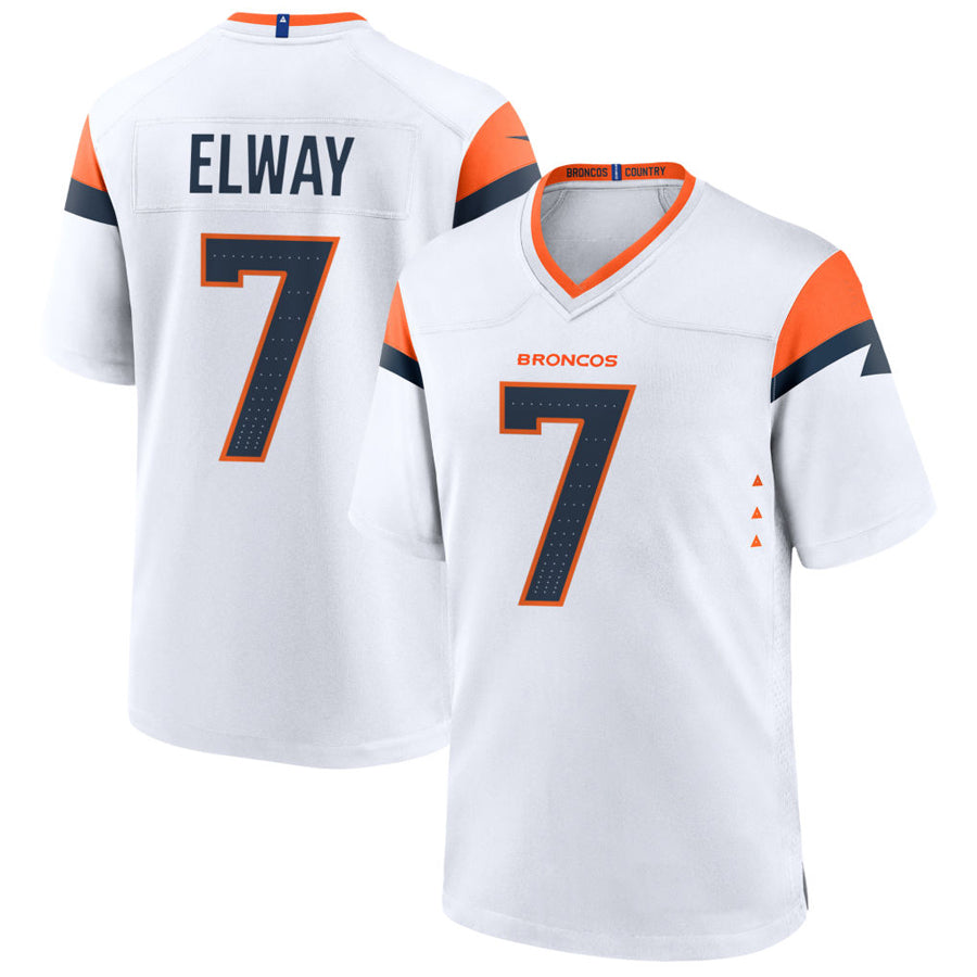 D.Broncos #7 John Elway Player White Home Game Qdoa Stitched Jerseys