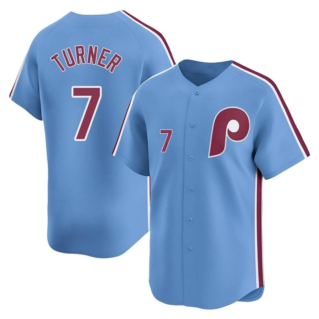 P.Phillies #7 Trea Turner Player Light Blue Home Limited Qdoa Stitched Jerseys