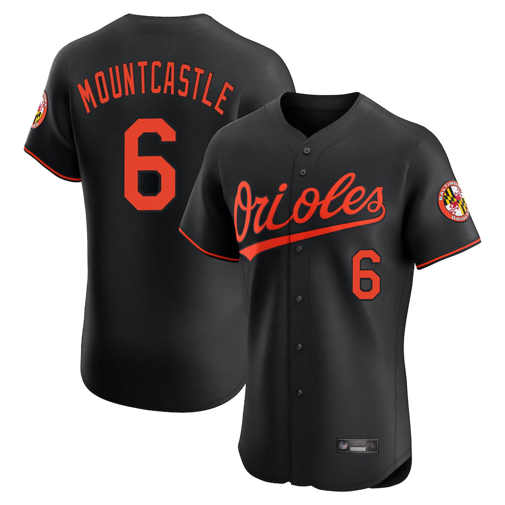 B.Orioles #6 Ryan Mountcastle Player Black Limited Elite Home Game Qdoa Stitched Jerseys