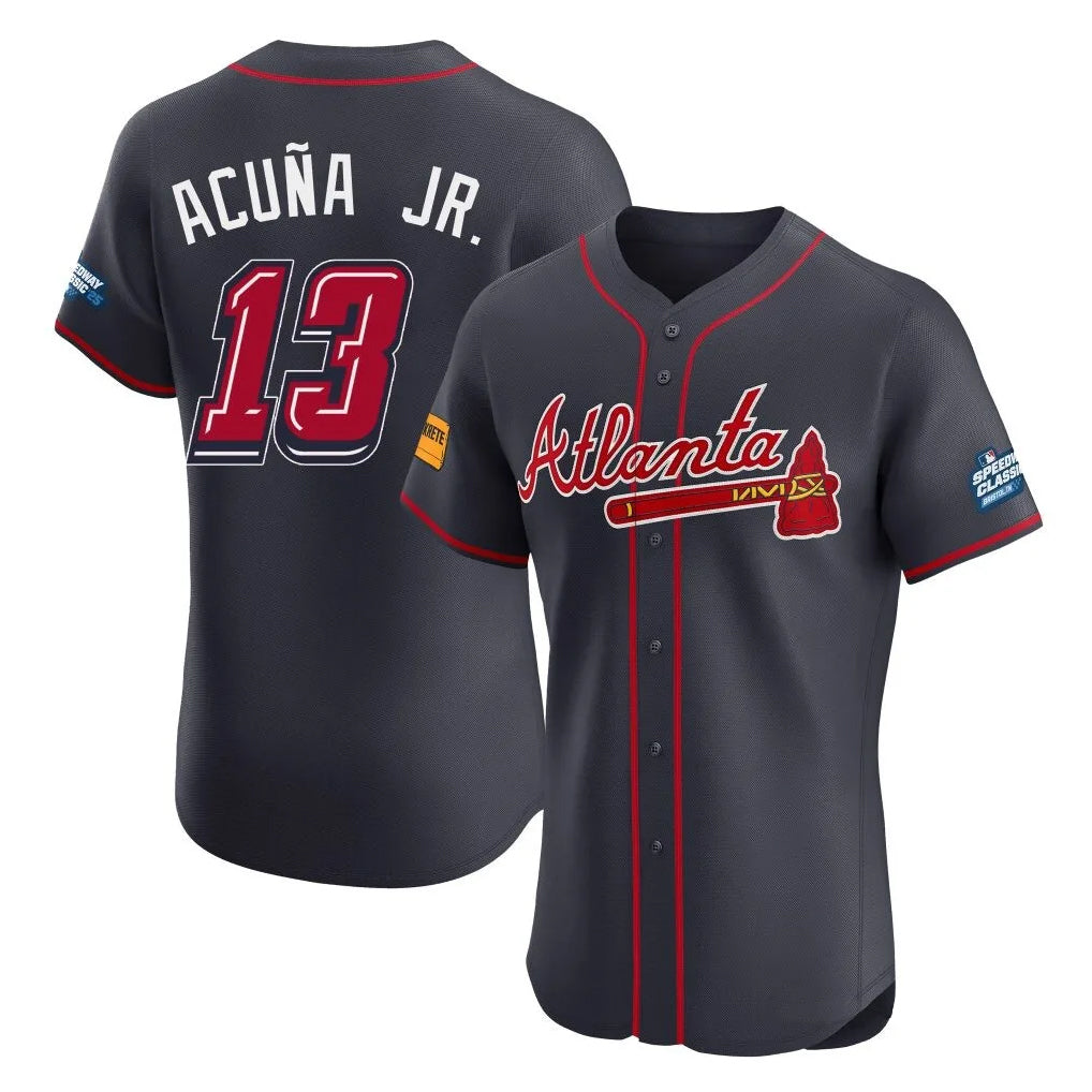 A.Braves #13 Ronald Acuna Jr Player Navy 2025 Speedway Classic Limited Elite Home Game Qdoa Stitched Jerseys
