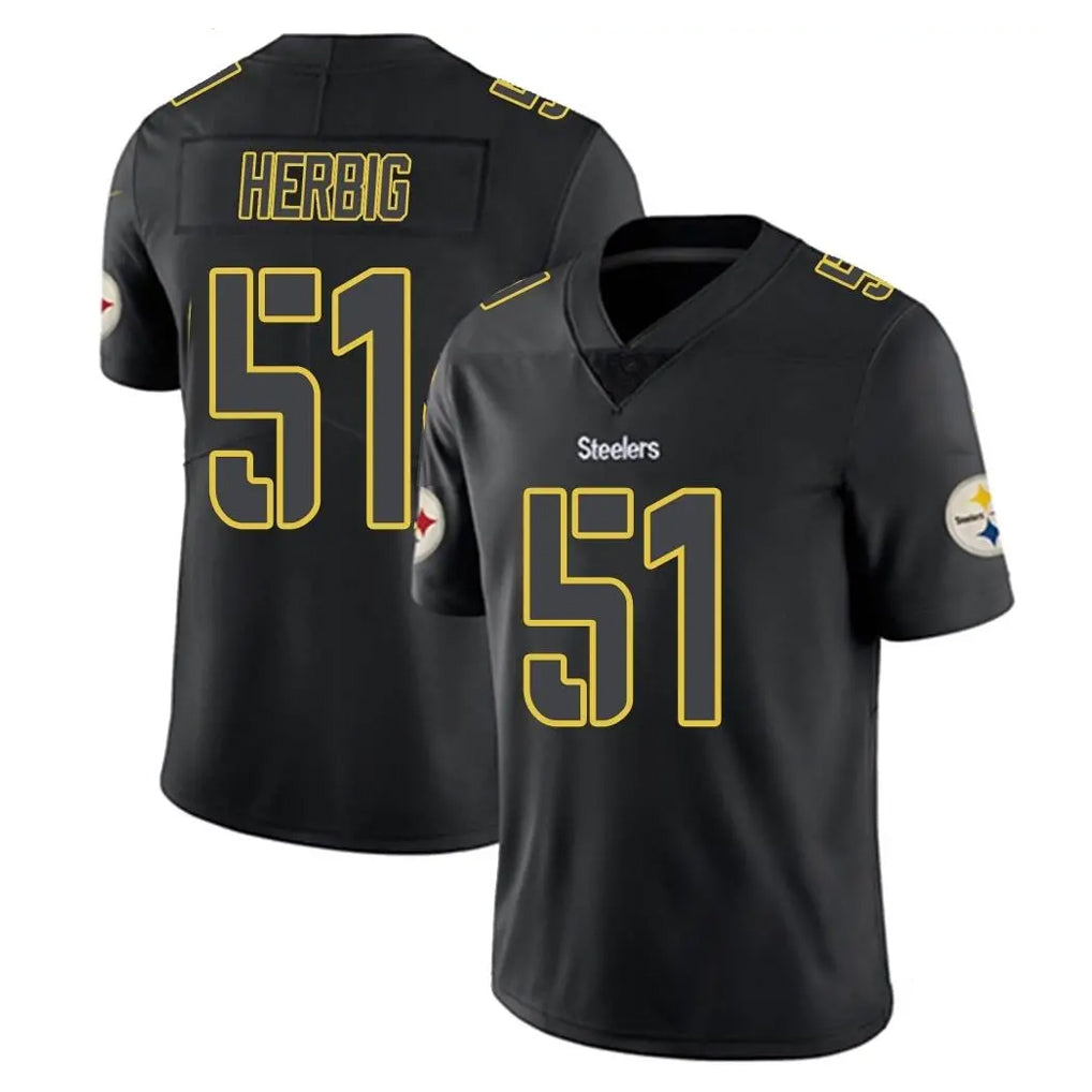 P.Steelers #51 Nick Herbig Player Black Impact Limited Home Game Qdoa Stitched Jerseys