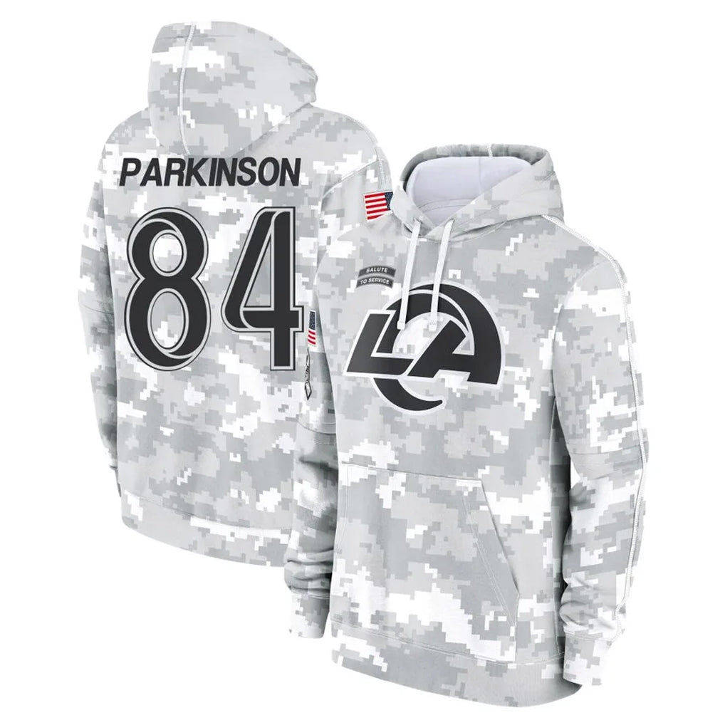 LA.Rams #84 Colby Parkinson Player Arctic Camo Salute to Service Hoodies Limited Game Qdoa Stitched Jerseys