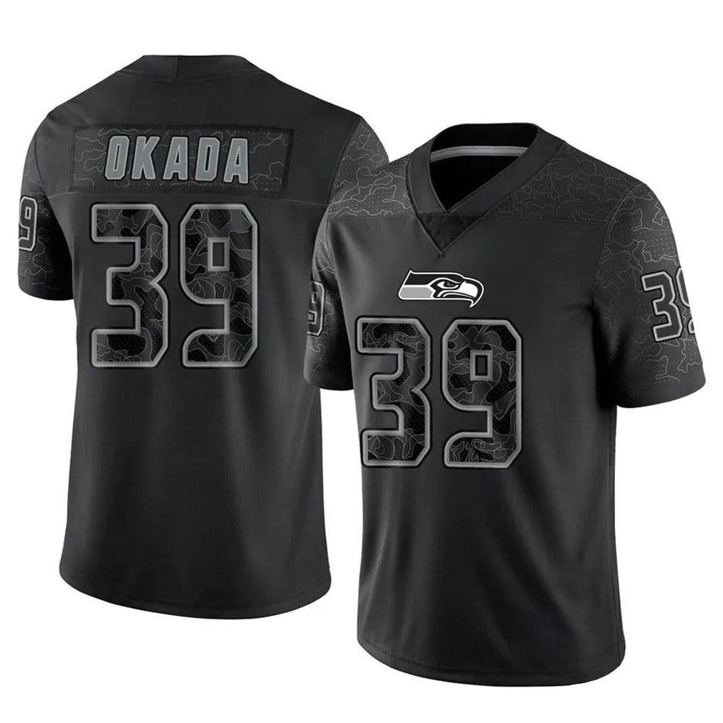 S.Seahawks #39 Ty Okada Player Black Limited Reflective Home Game Qdoa Stitched Jerseys