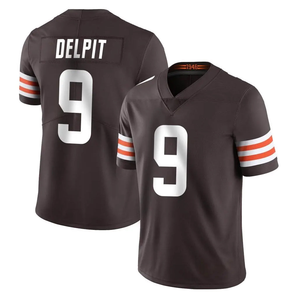 C.Browns #9 Grant Delpit Player Brown Color Vapor Untouchable Limited Home Game Qdoa Stitched Jerseys