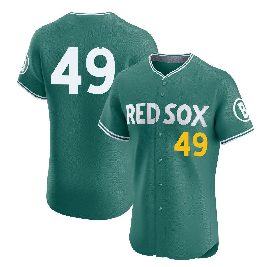 B.Red Sox #49 Tim Wakefield Player Green City Connect Limited Elite Home Game Qdoa Stitched Jerseys
