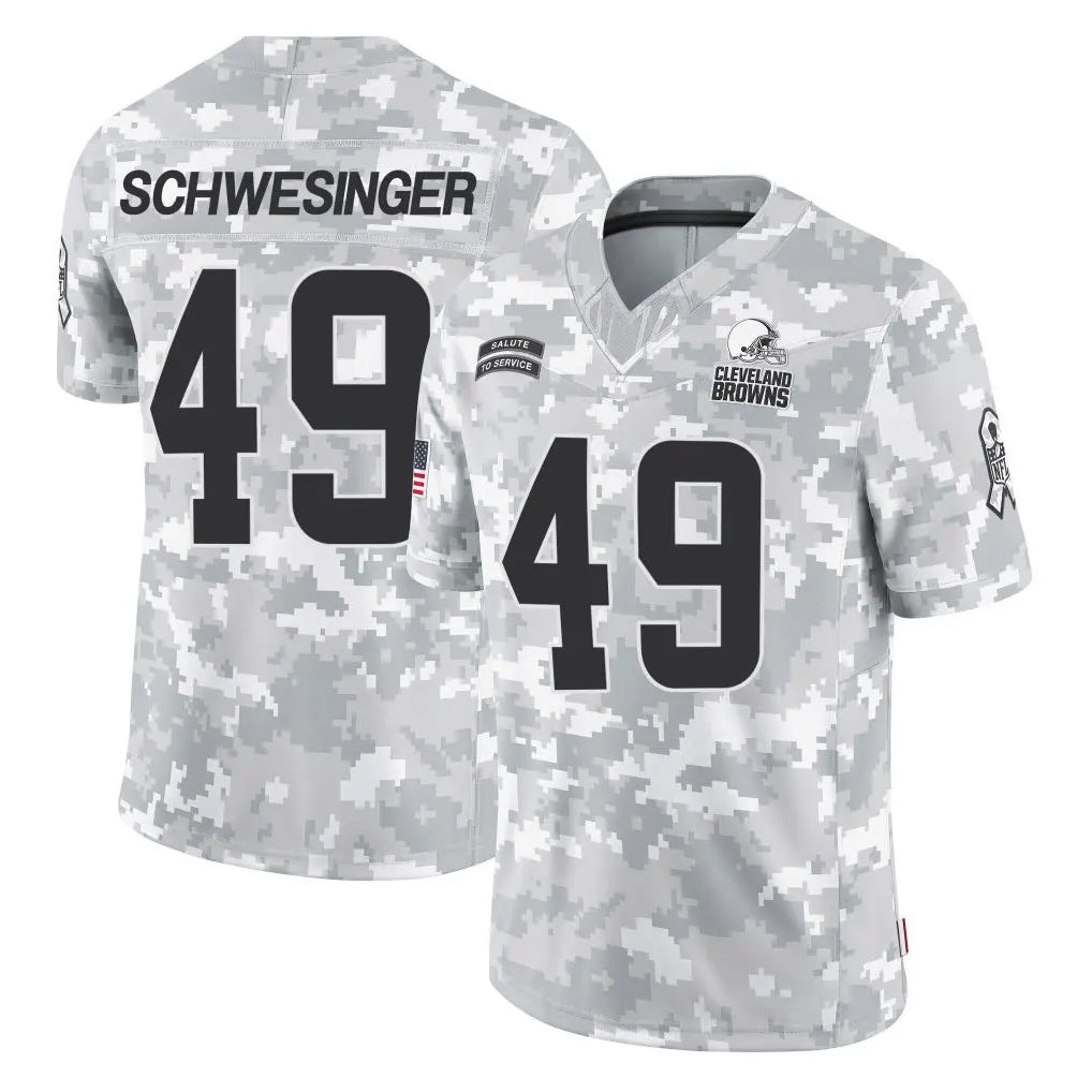 C.Browns #49 Carson Schwesinger Player Arctic Camo Salute to Service Limited Home Game Qdoa Stitched Jerseys