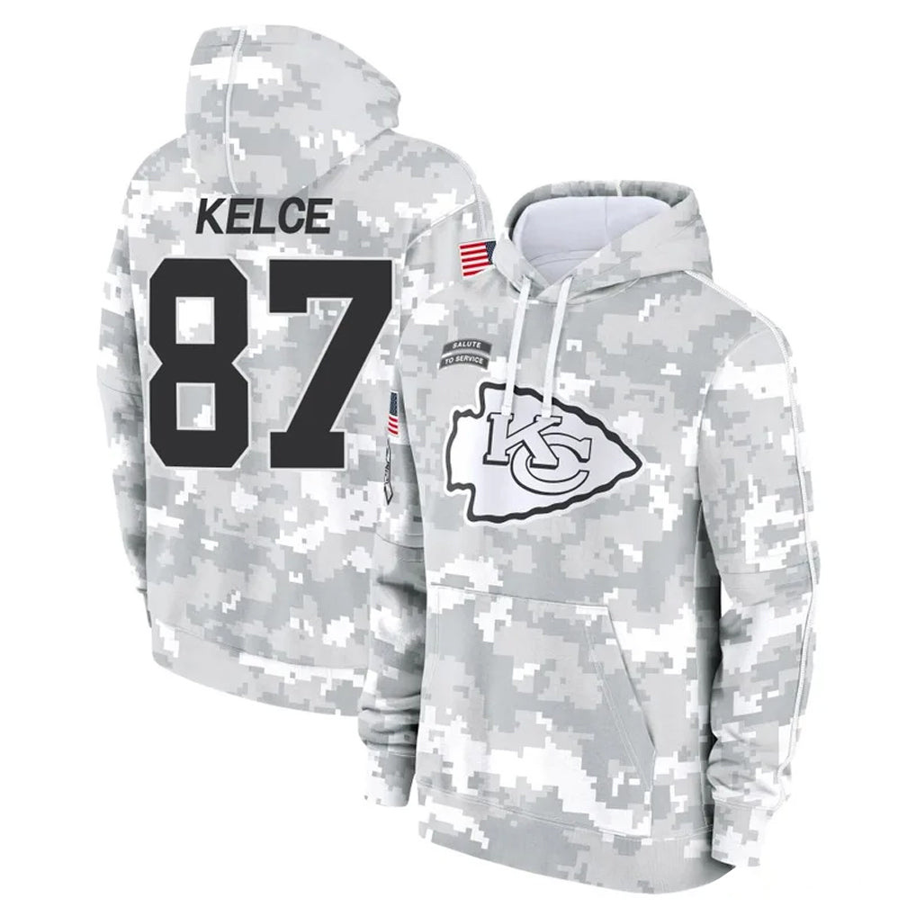 KC.Chiefs #87 Travis Kelce Player Arctic Camo Salute to Service Hoodies Limited Game Qdoa Stitched Jerseys
