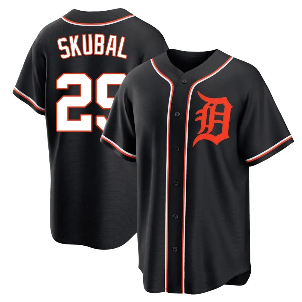 D.Tigers #29 Tarik Skubal Player Black Fashion Out Home Game Qdoa Stitched Jerseys