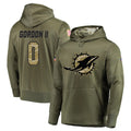 M.Dolphins #0 Ollie Gordon II Player Olive Salute to Service Pullover Hoodies Home Game Qdoa Stitched Jerseys