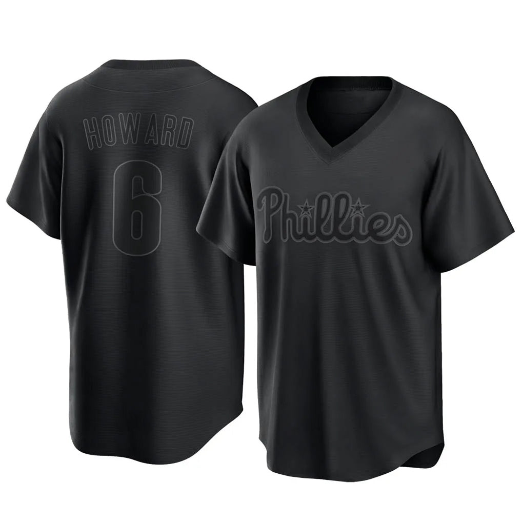 P.Phillies #6 Ryan Howard Player Black Pitch Fashion Limited T-shirt Qdoa Stitched Jerseys