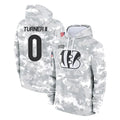 C.Bengals #0 DJ Turner II Player Arctic Camo Salute to Service Pullover Hoodie Limited Qdoa Stitched Jerseys