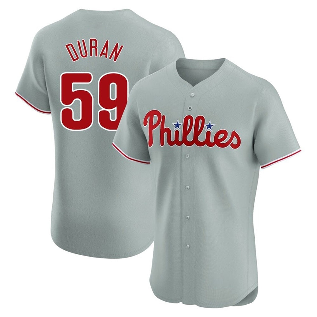 P.Phillies #59 Jhoan Duran Player Gray Home Limited Elite Qdoa Stitched Jerseys