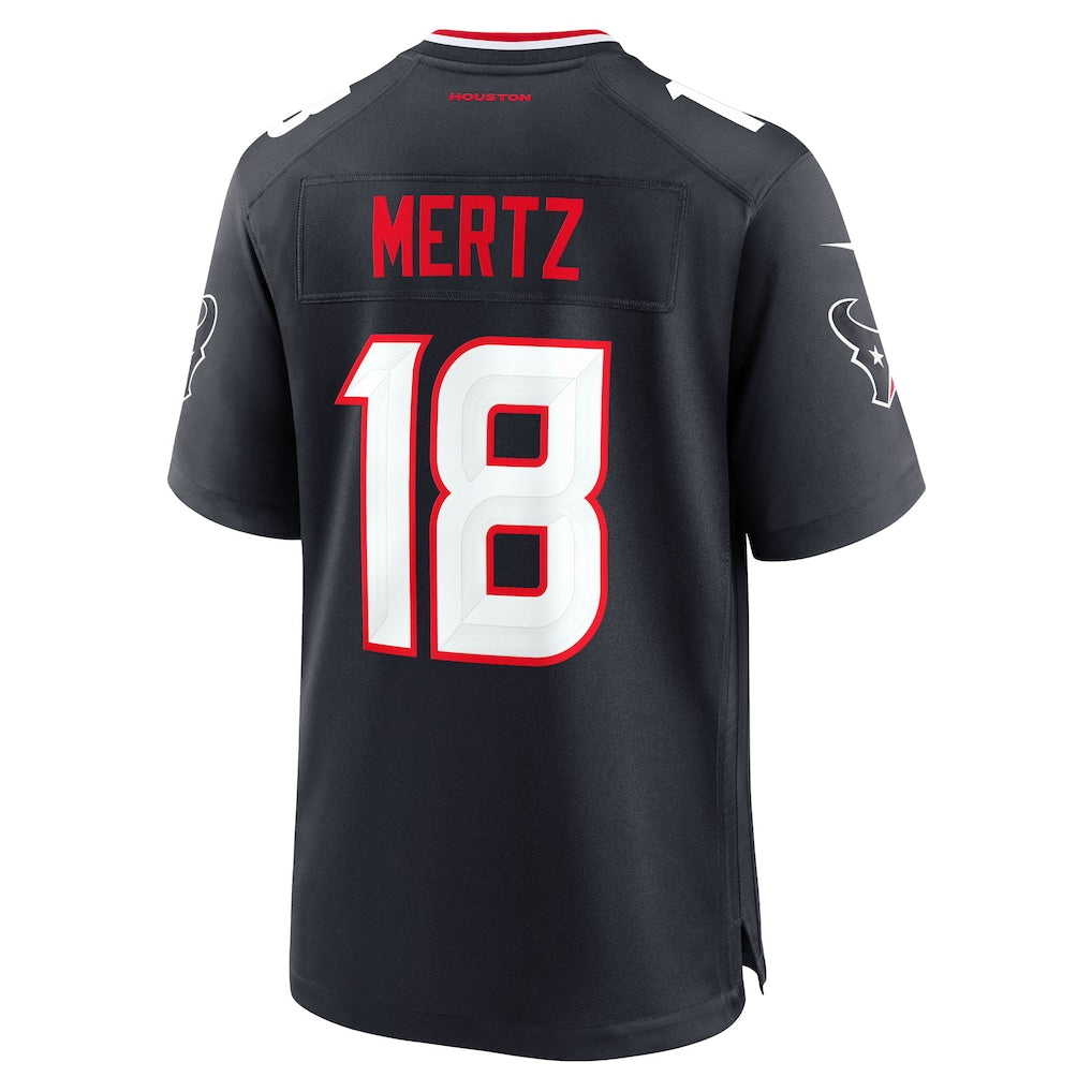 Qdoa H.Texans #18 Graham Mertz Navy Team Game Jersey