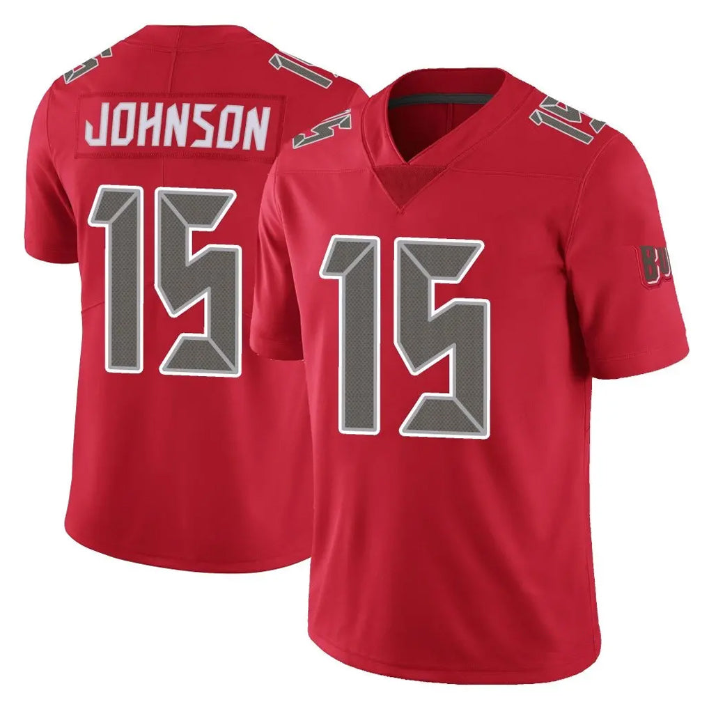 TB.Buccaneers #15 Tez Johnson Player Red Limited Color Rush Home Game Qdoa Stitched Jerseys