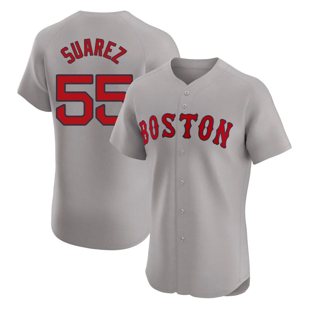 B.Red Sox #55 Ranger Su¨¢rez Player Gray Road Limited Elite Home Game Qdoa Stitched Jerseys