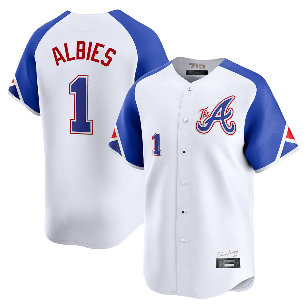 A.Braves #1 Ozzie Albies Player White City Connect Limited Home Game Qdoa Stitched Jerseys