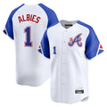 A.Braves #1 Ozzie Albies Player White City Connect Limited Home Game Qdoa Stitched Jerseys